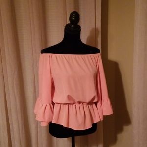 Peach off the shoulder top